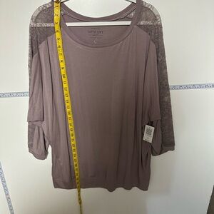 Torrid Gray Oversized 3/4 Sleeve Blouse